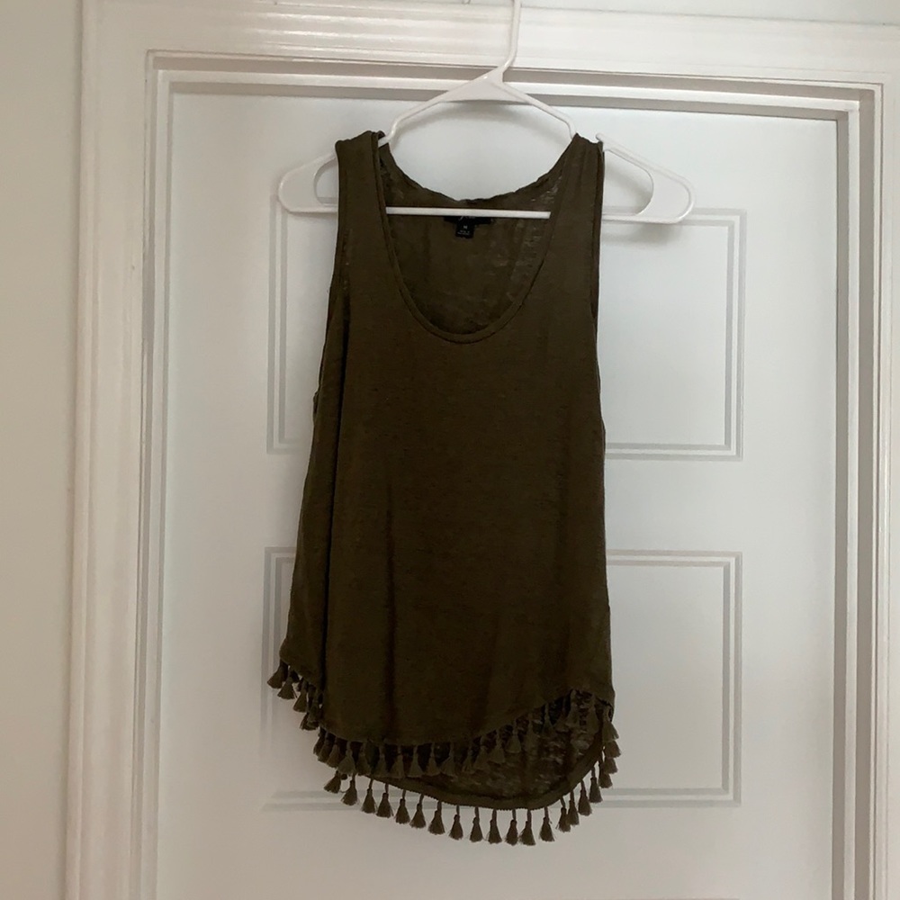 J. Crew Olive Fringe Tank